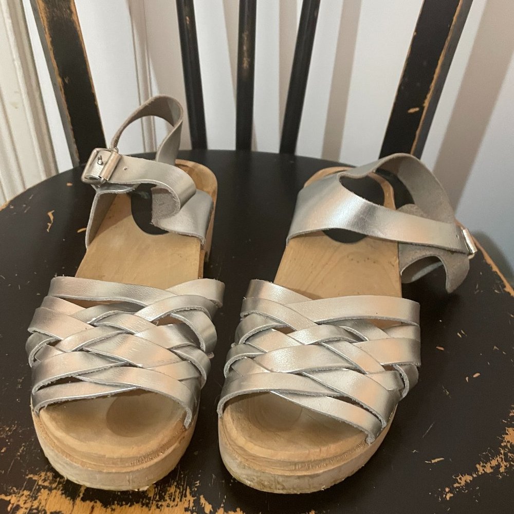 Lotta From Stockholm Metallic Silver Clogs